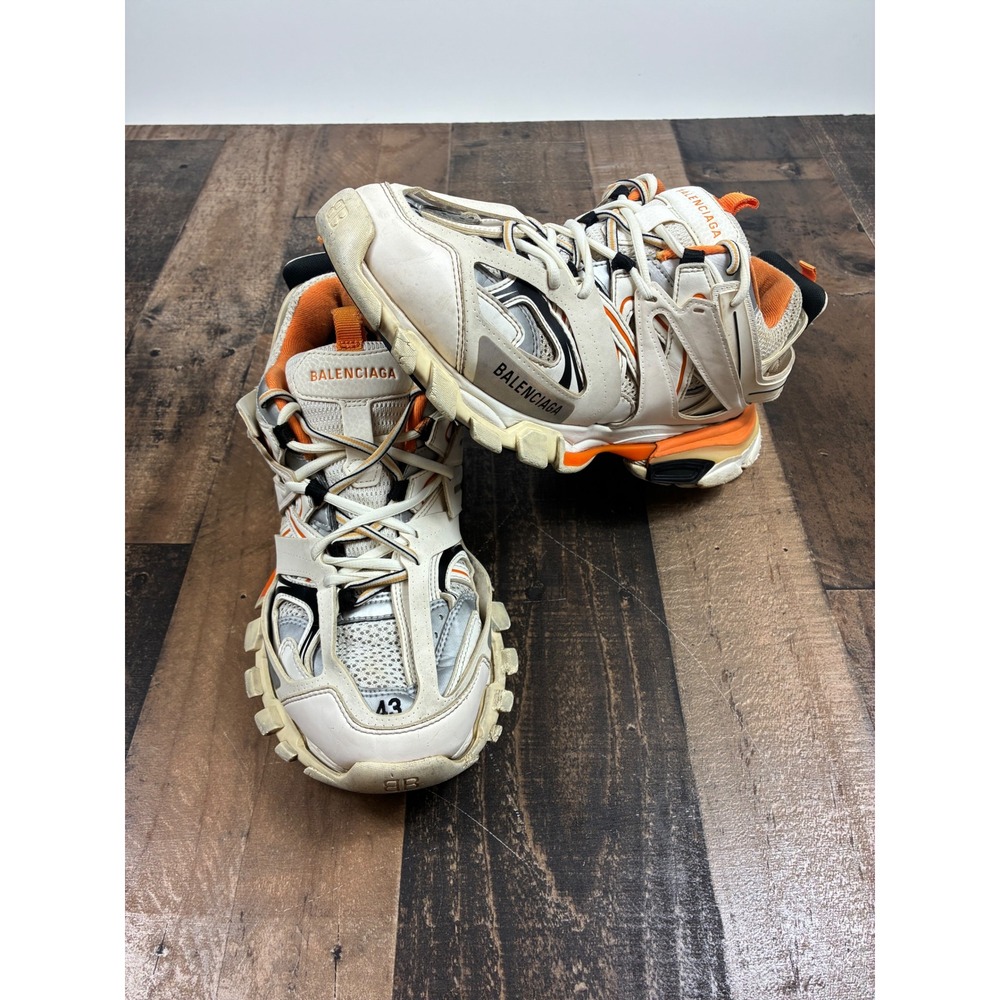 Balenciaga Track Sneakers White Orange Mesh Nylon Chunky Shoes Mens 43 US 10